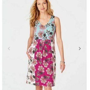 NWOT J. Jill Floral Color Block Knit Dress